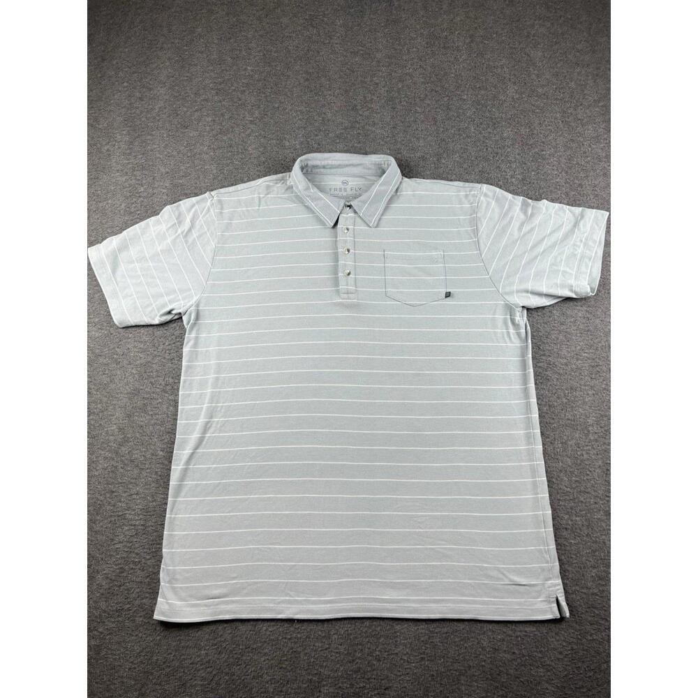 Eddie Bauer‎ Men's Light Gray Striped Polo Shirt Size XXL